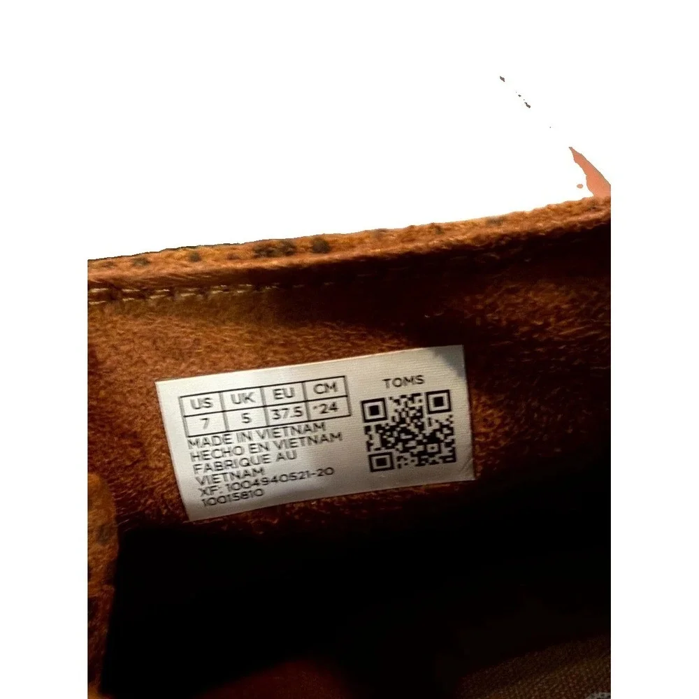 Toms Kala Womens 7 Boots Tan Suede Cheetah Print Lace Up Round Toe Wedge Bootie